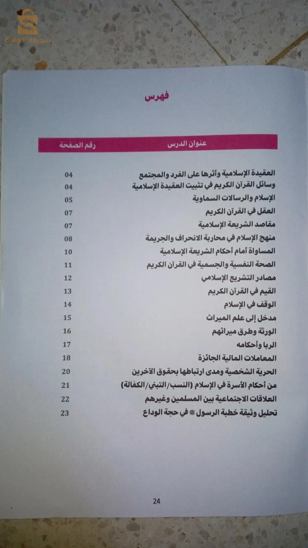 ملخص في العلوم الاسلامية سنة ثالثة ثانوي