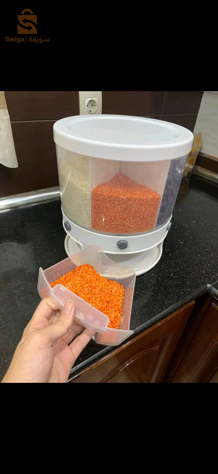 Distributeur de nourriture, récipient de stockage de céréales rotatif 360