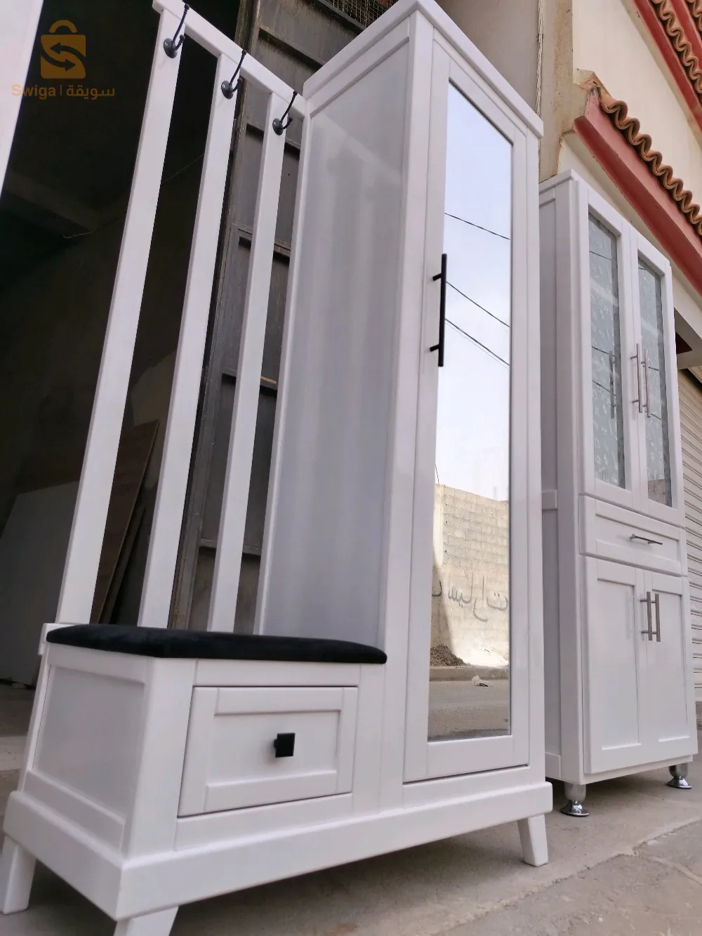 حاملة احذية خشب أحمر بروميار شوا 3في1 98سم