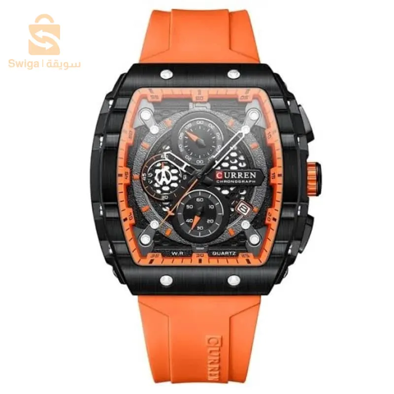 CURREN Original Men's Silicone Strap Chronograph Waterproof Watch 8442 -Orange