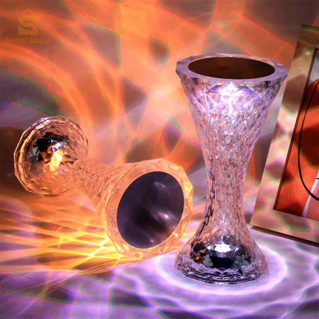 مصباح طاولة كريستالي RGB لاسلكي باللمس لغرفة النوم V2