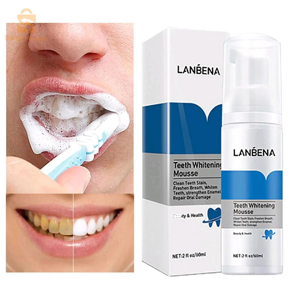 Mousse de blanchiment des dents et de nettoyage buccal Lanbena pour éliminer les taches et blanchir les dents