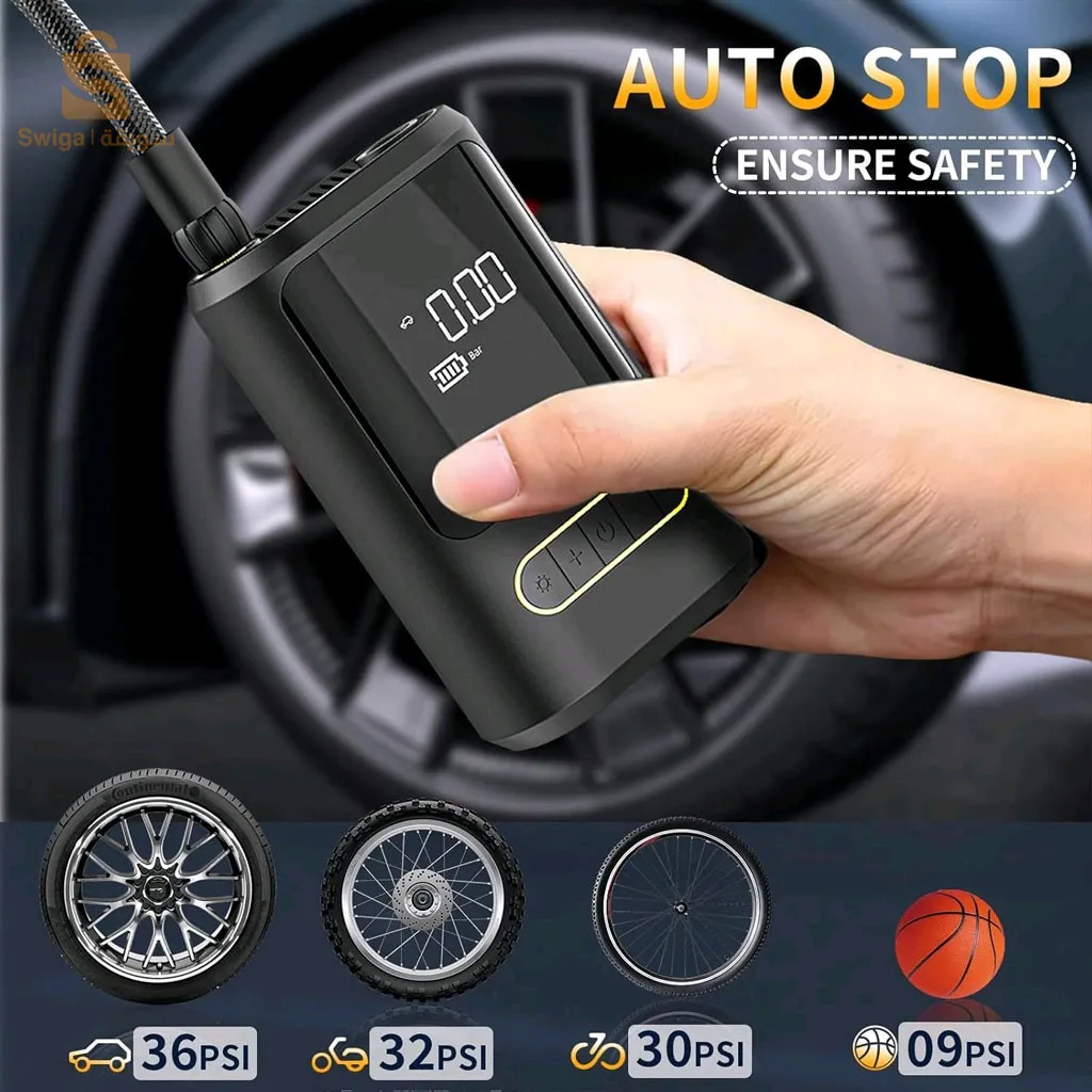 Gonfleur de pneu sans fil, compresseur d'air rechargeable 150psi affichage numérique