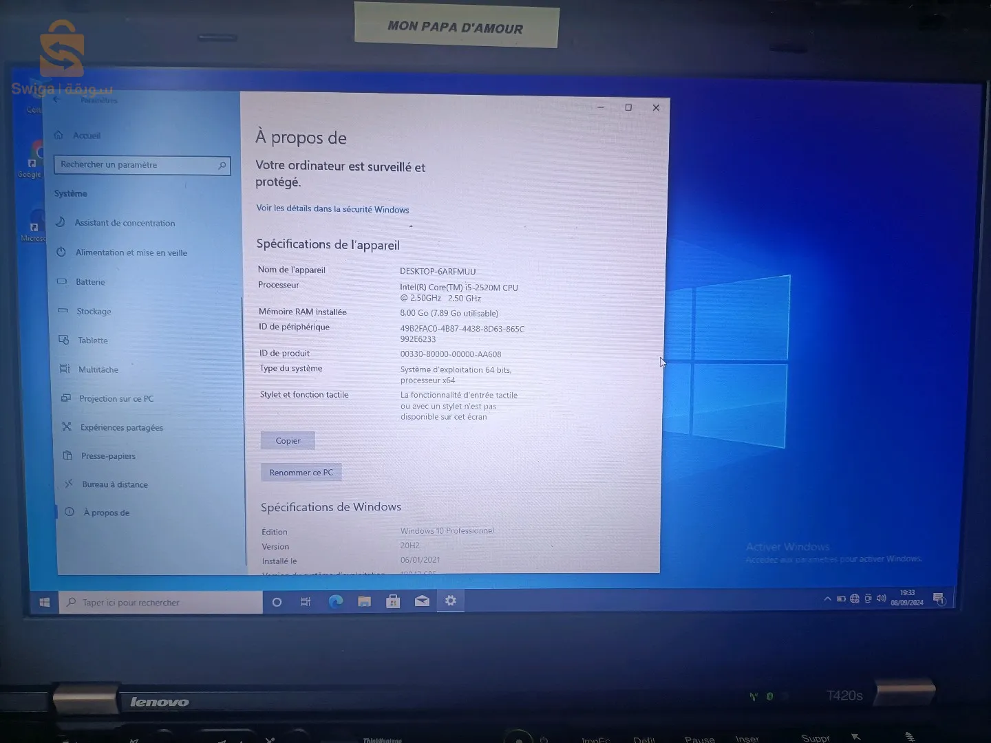 laptop Lenovo Intel i5 Ram 8g CPU 2520M