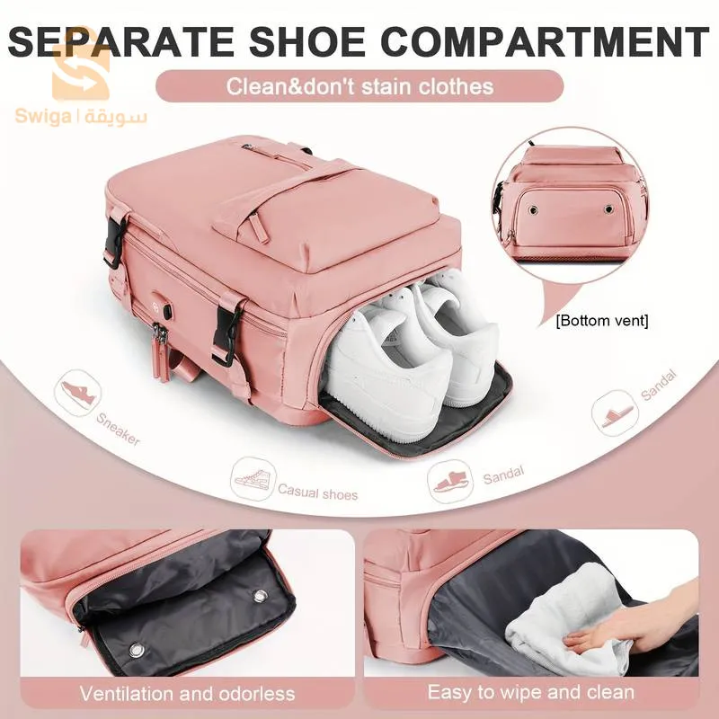 Sac à dos de voyage multifonctionnel avec compartiment à chaussures séparé, cartable pour ordinateur portable en tissu Oxford, sac à dos de Style sport décontractéTissu Oxford durable pour une utilisation de longue durée