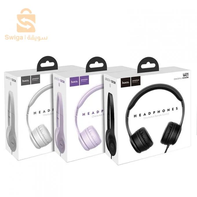Noise canceling wired headset with integrated microphone hoco w21