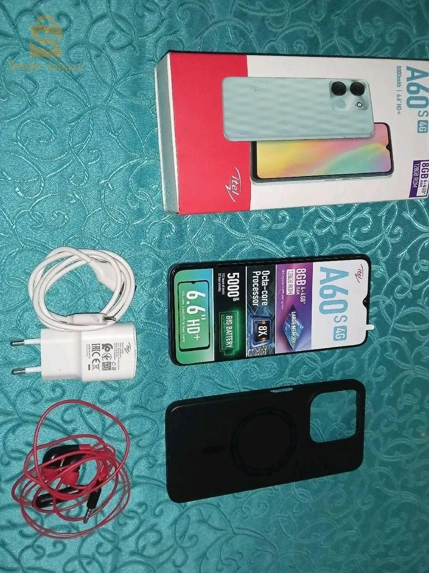 مستعمل نظيـــيف بـــــــــرام 8GB وذاكـــــــــرة 𝟏𝟐𝟖𝐆𝐁 ✅ #itelA60S ○ Version d'Android 12.0 ○ RAM 8 Rom 128GB○ Ecran 6.6 "○ Batterie 5000mAh ○ Réseau 4G