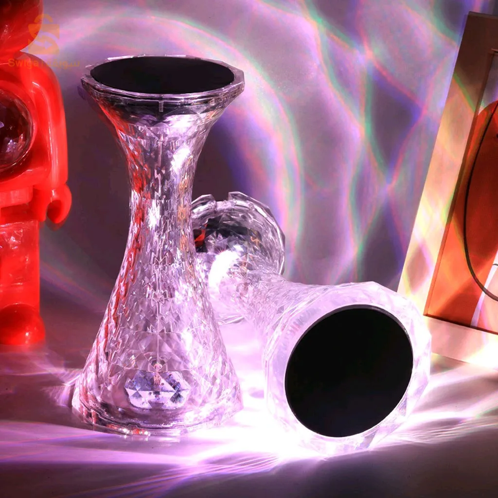 مصباح طاولة كريستالي RGB لاسلكي باللمس لغرفة النوم V2