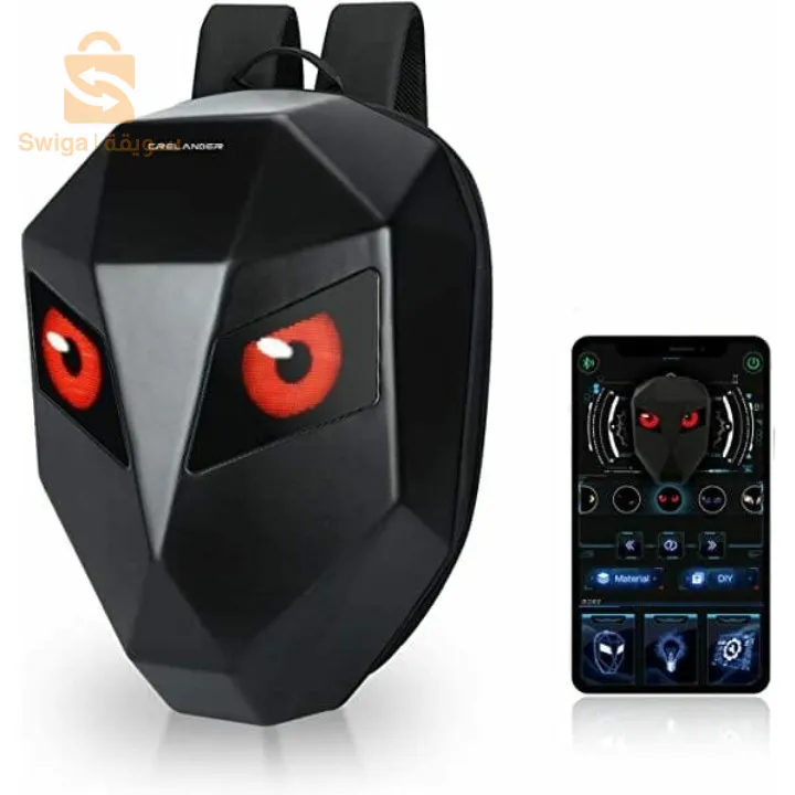 حقيبة ظهر للدراجات النارية من كريلاندر مع شاشة عرض LED ثلاثية الأبعاد، قابلة للتوسيع ومقاومة للماء