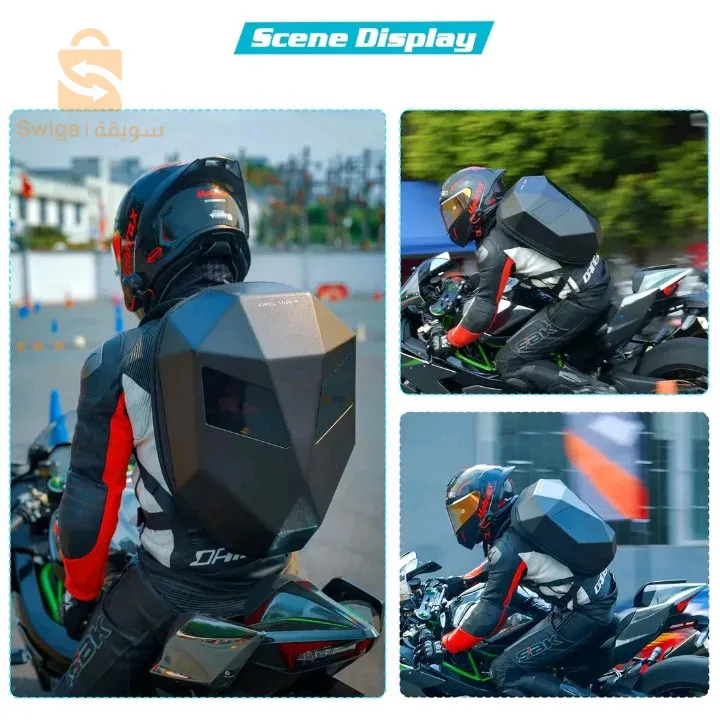 Crylander Motorcycle Backpack with 3D LED Display, Expandable and Waterproof