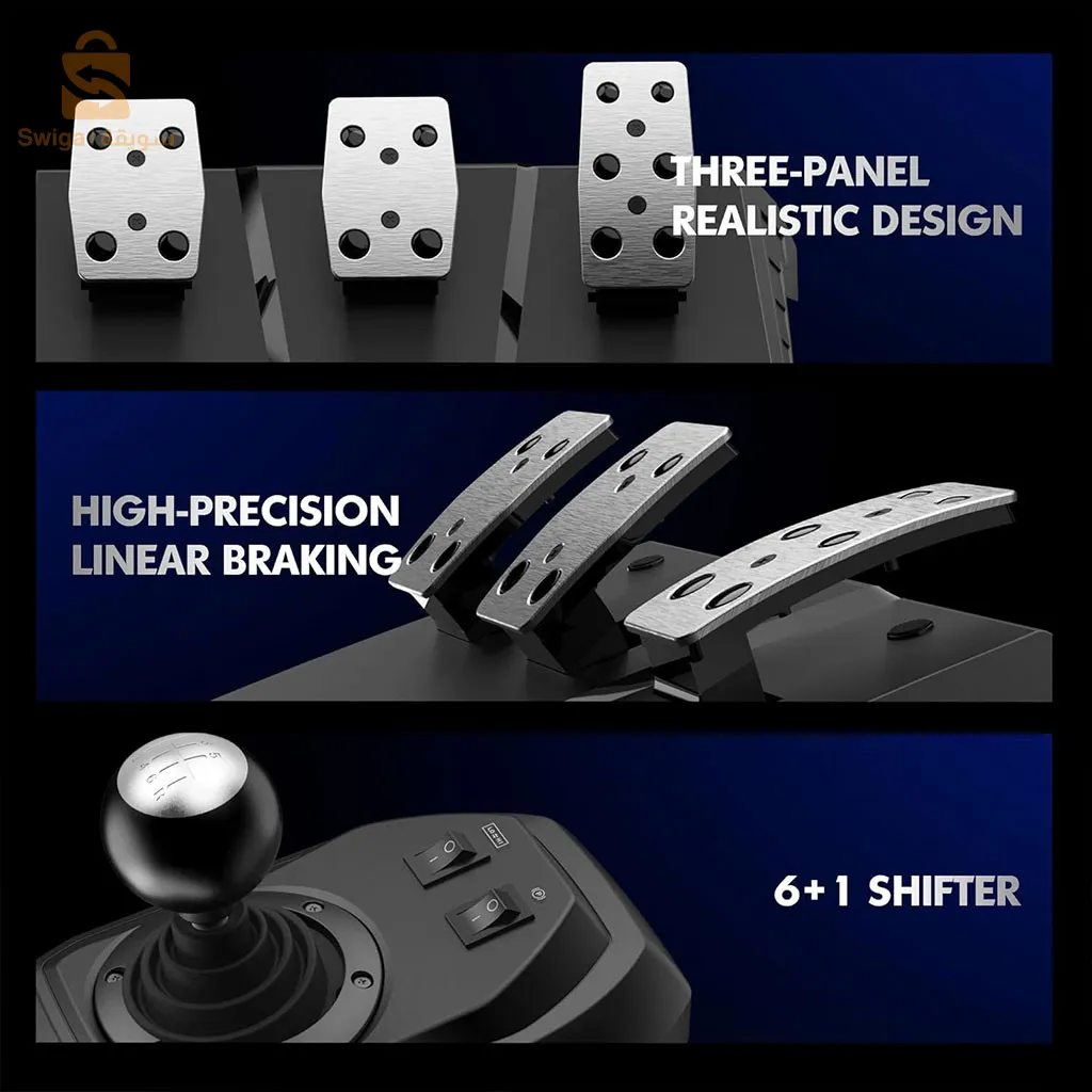 عجلة قيادة سباق PXN V9 مع ناقل حركة ودواسات لـ PS4 وPC وPS3 وXbox Series X|S وXbox