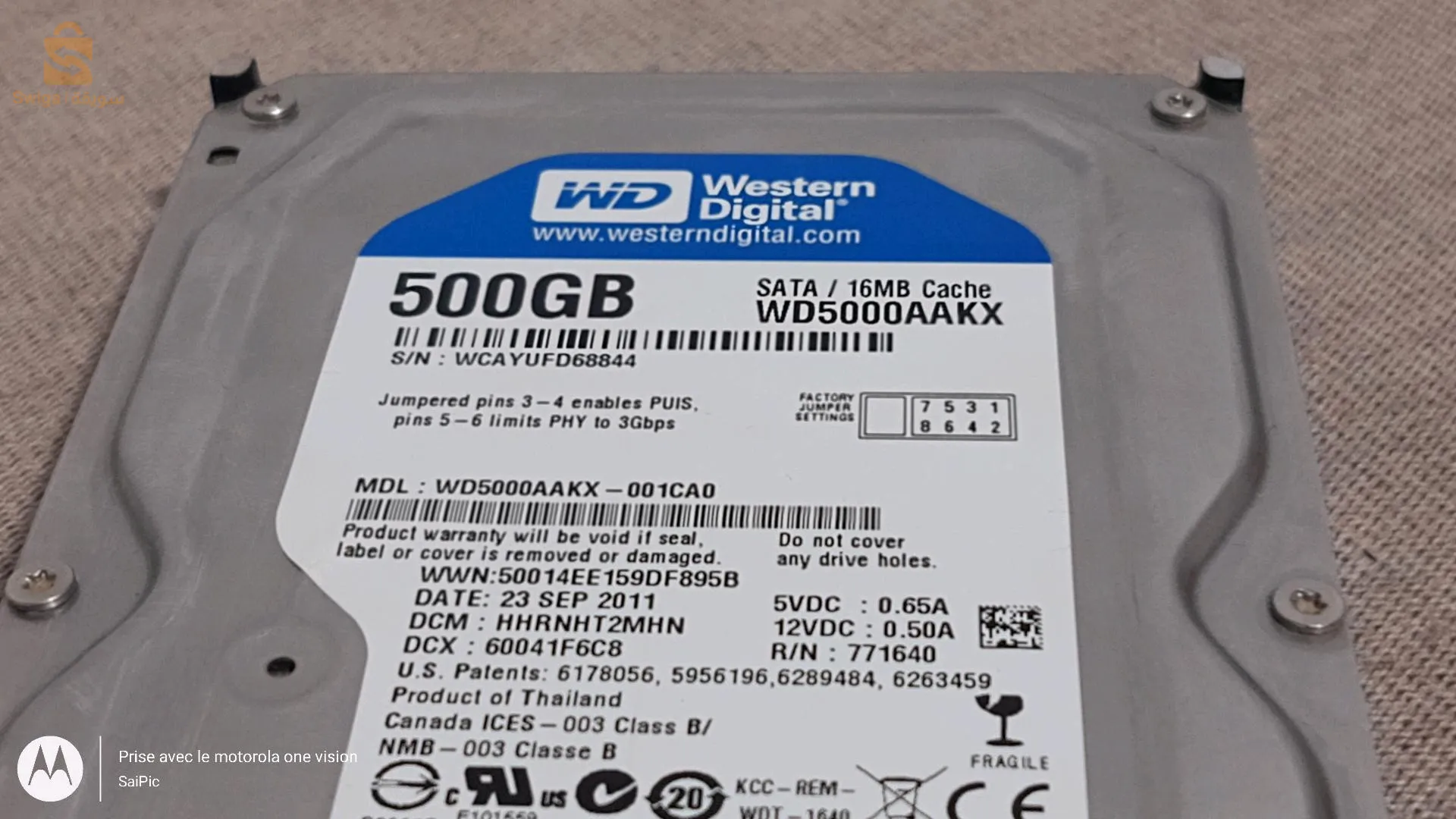 🟢 Disque Dur PC 3.5" Western Digital 500 Go