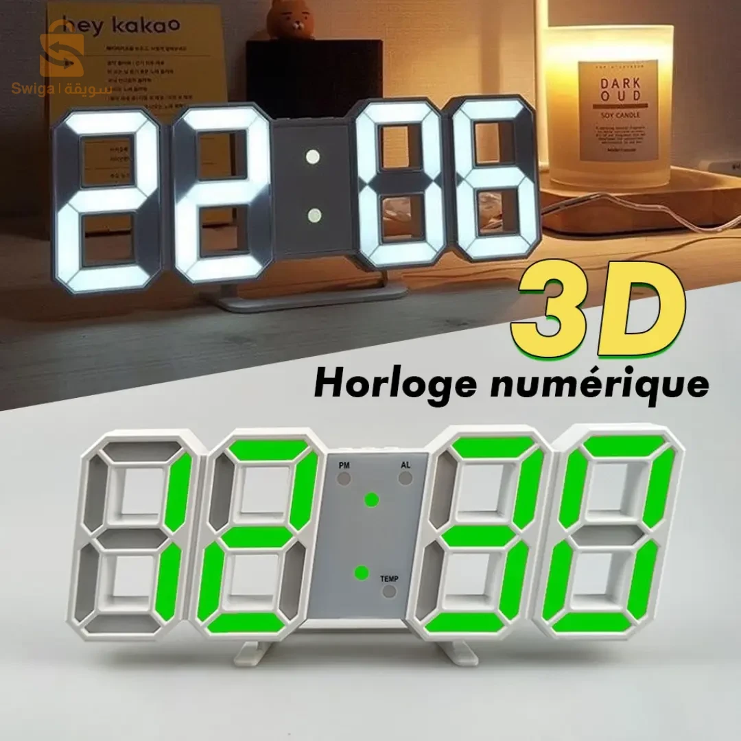PreviousNextHorloge Murale numérique LED 3D