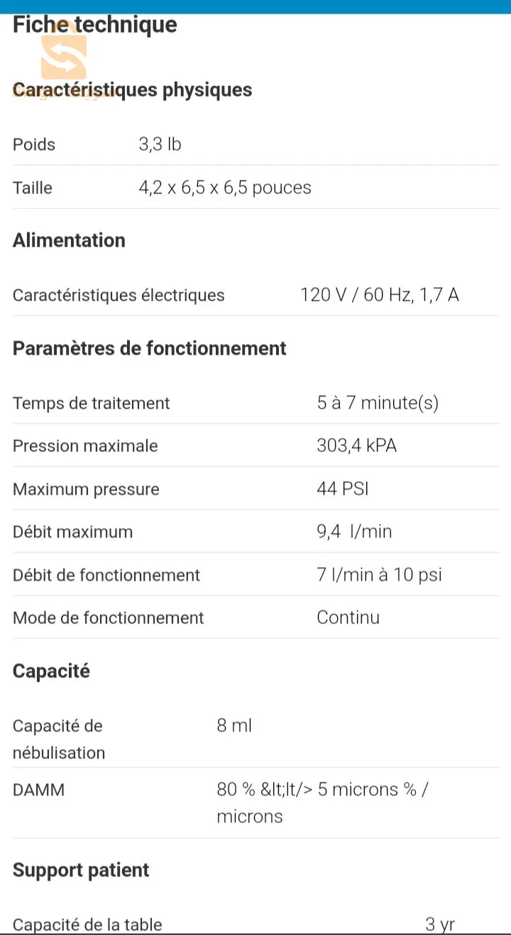 Aérosol  Nébuliseur InnoSpire Elegance de Philips Respironics