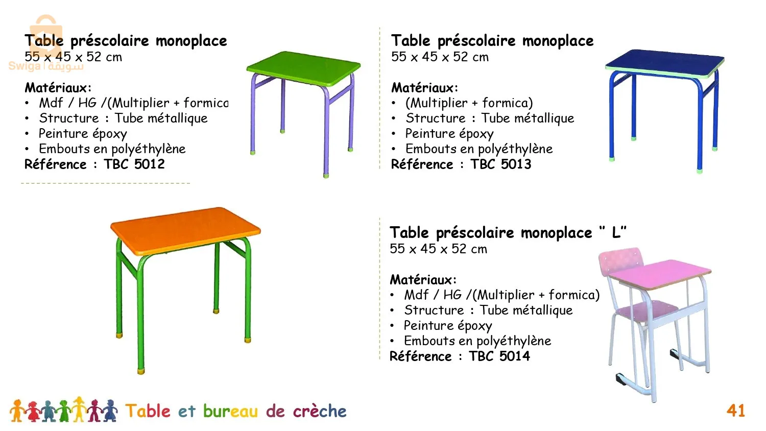 fabrication de mobilier scolaire et crèche