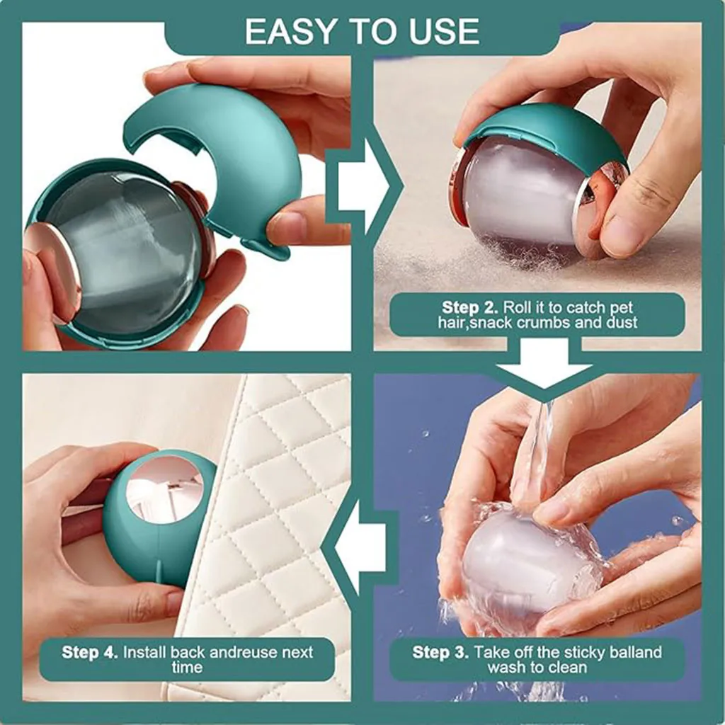 Boule Anti Peluche Adhesif en Gel Portable multifonctionnelle pour Vêtements,Canapé,Voiture et animaux