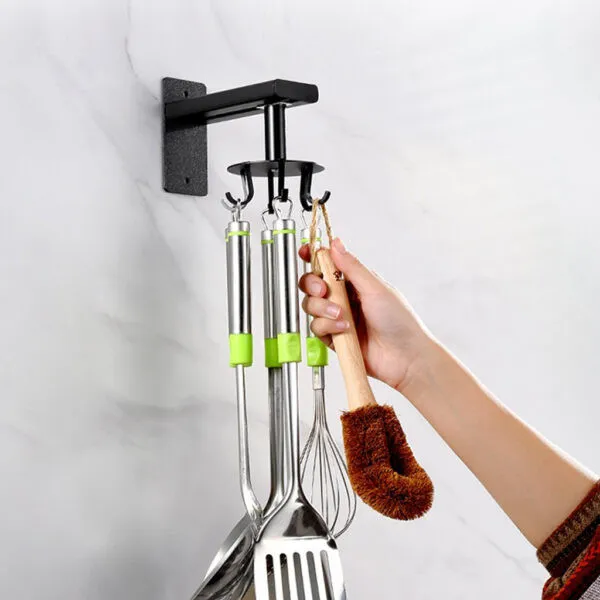 Pack 2 Support de rangement rotatif 360 a 8 crochets en acier inoxydable