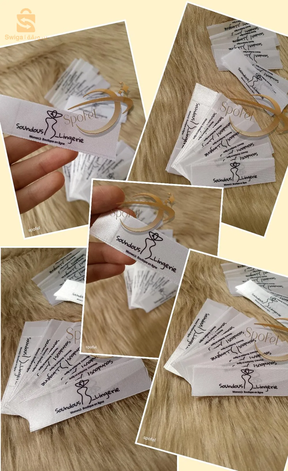 sur commande , ruban personnaliséselon votre logo /marque , 100 pc (9/2.5cm )