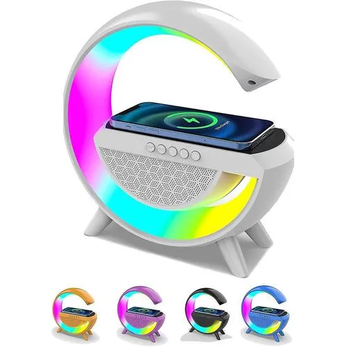 Chargeur Sans Fil LED Veilleuse RGB Atmosphère Lampe Smart App haut-parleur Bluetooth