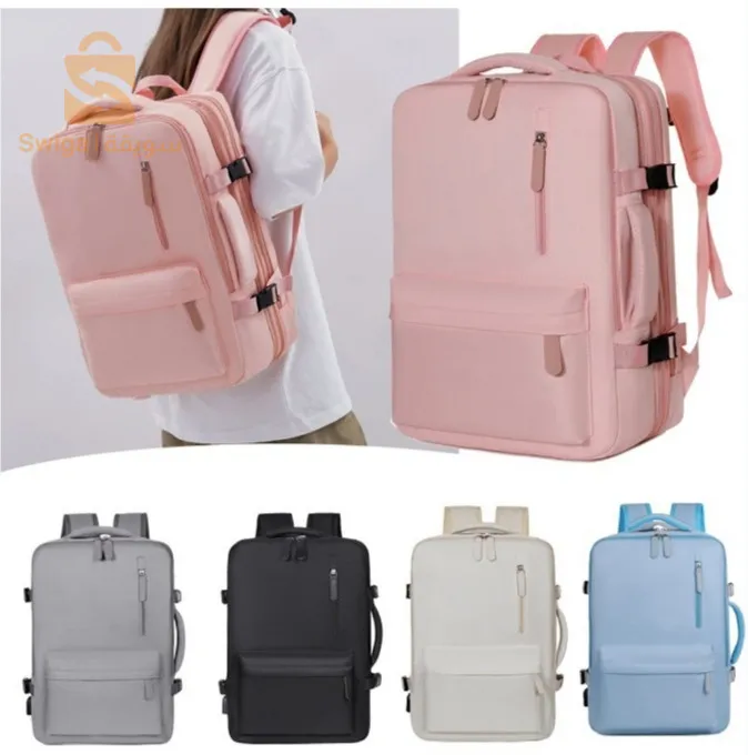 Sac à dos de voyage grande capacité avec plusieurs compartiments extensible L-264 - Bleu