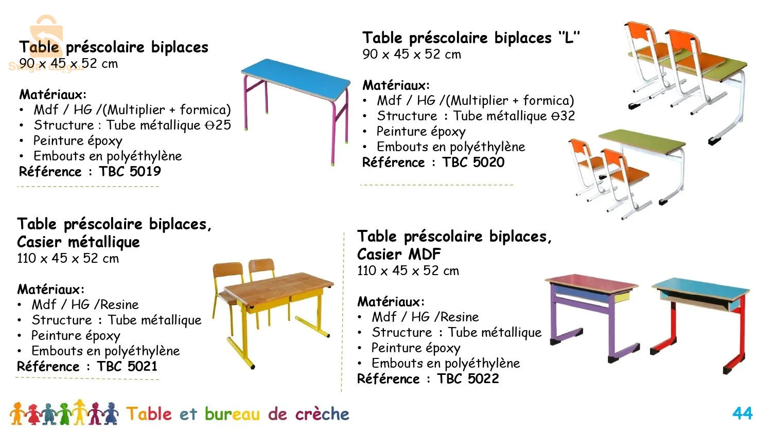 fabrication de mobilier scolaire et crèche
