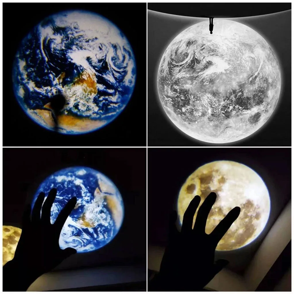 Lampe de lune projecteur veilleuse 360° lumière de projection de lune éclairage de charge USB