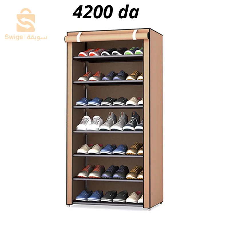 حامل أحذية من :      ~  رفوف7  او 5 رفوف او 12 رف  ☆ سهل التركيب بدون أدوات ☆ المواد : مصنوعة من القماش و البلاستيك  رفوف7 حوالي : 123-60-30 سم        ~ ( 4200دج ) رفوف5 حوالي : 90-60-30 سم       ~ ( 3600 دج )  رف 12  حوالي : 90-120-30 سم       ~ ( 6100 دج )