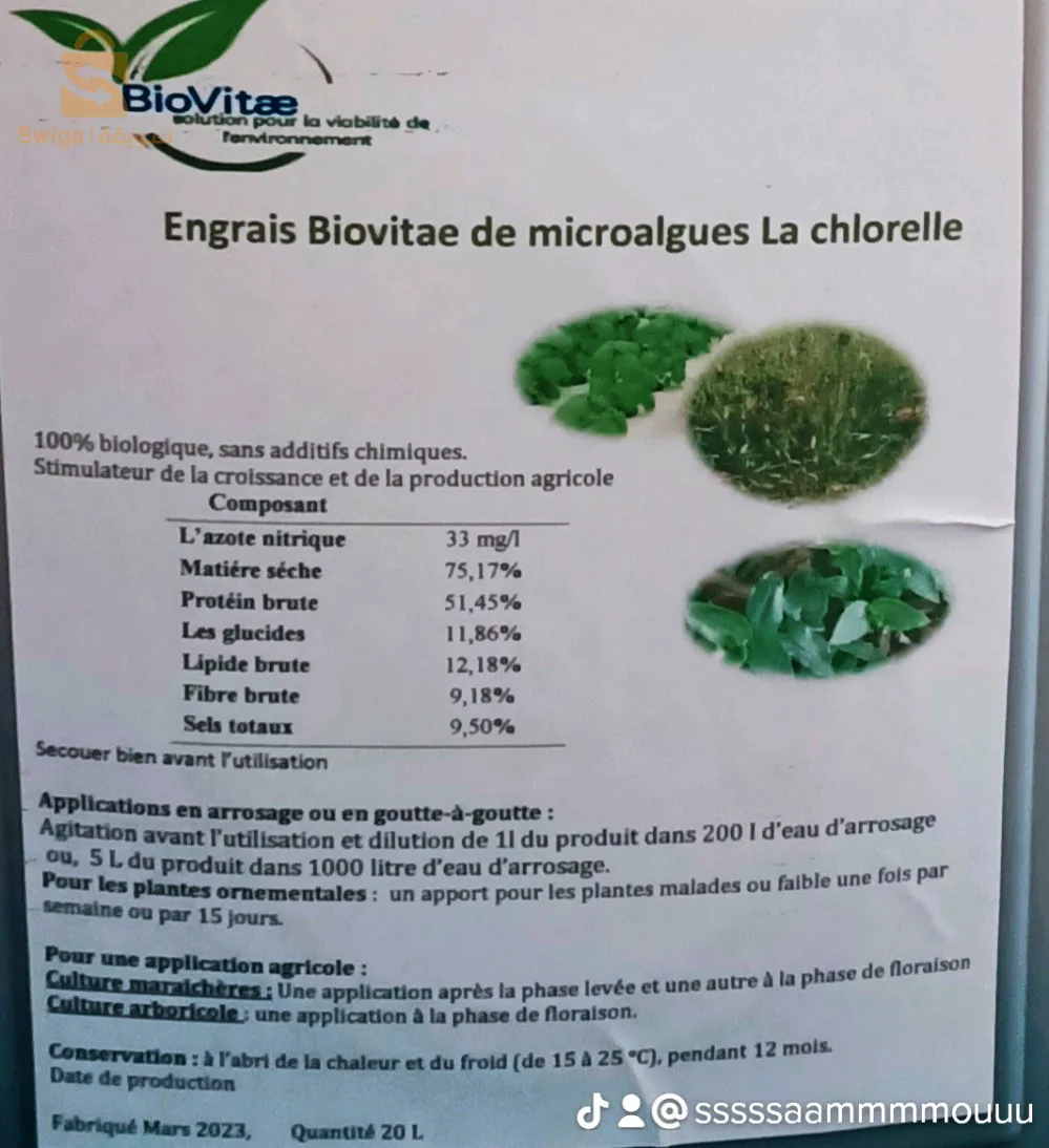 solution de la chlorelle pour renforcer les plantes malades et faibles, meilleure pour leur multiplication et des feuilles vertes.