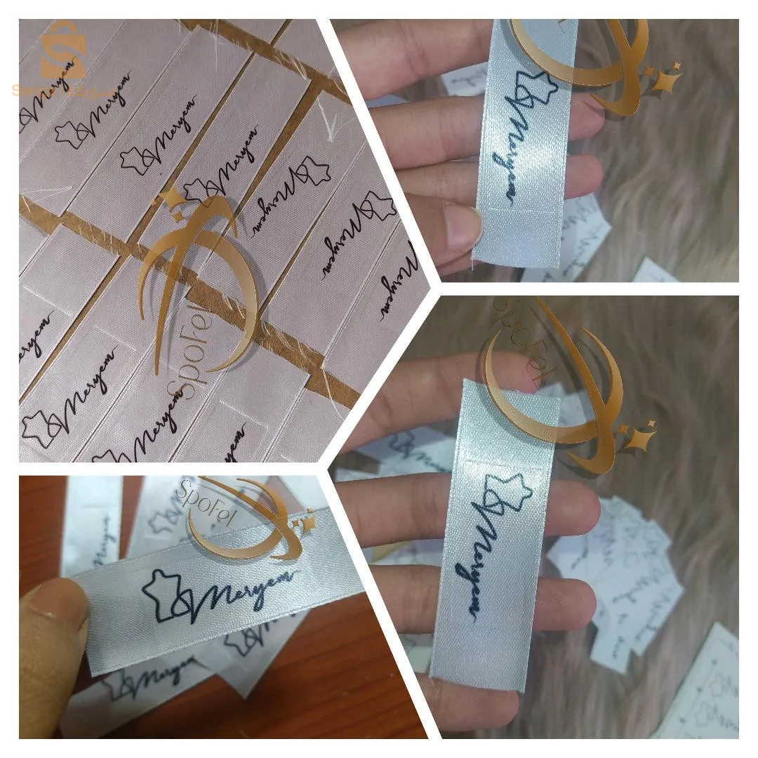 sur commande , ruban personnaliséselon votre logo /marque , 100 pc (9/2.5cm )