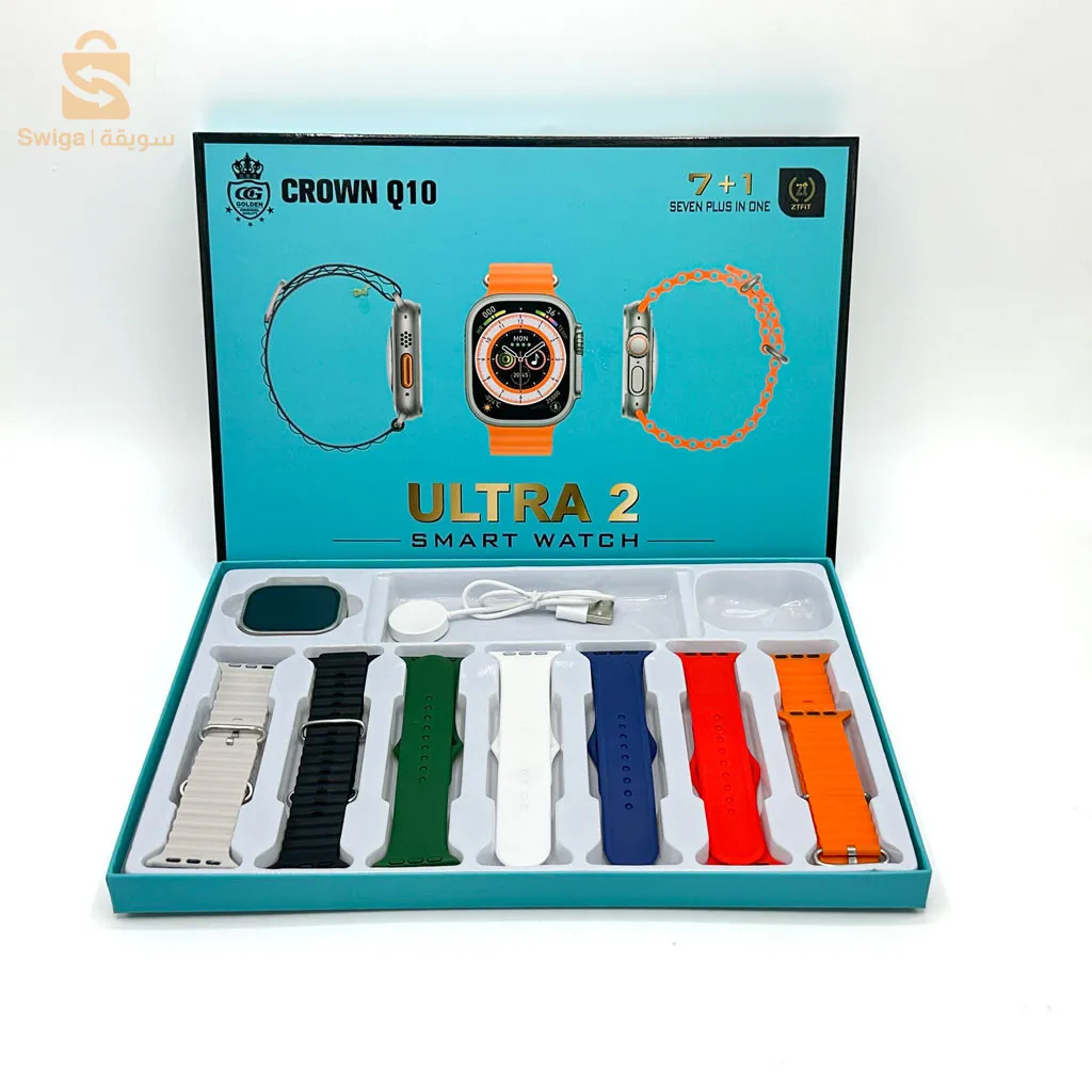 Crown Q10 Smart Watch Ultra 2 avec 7 Bracelets