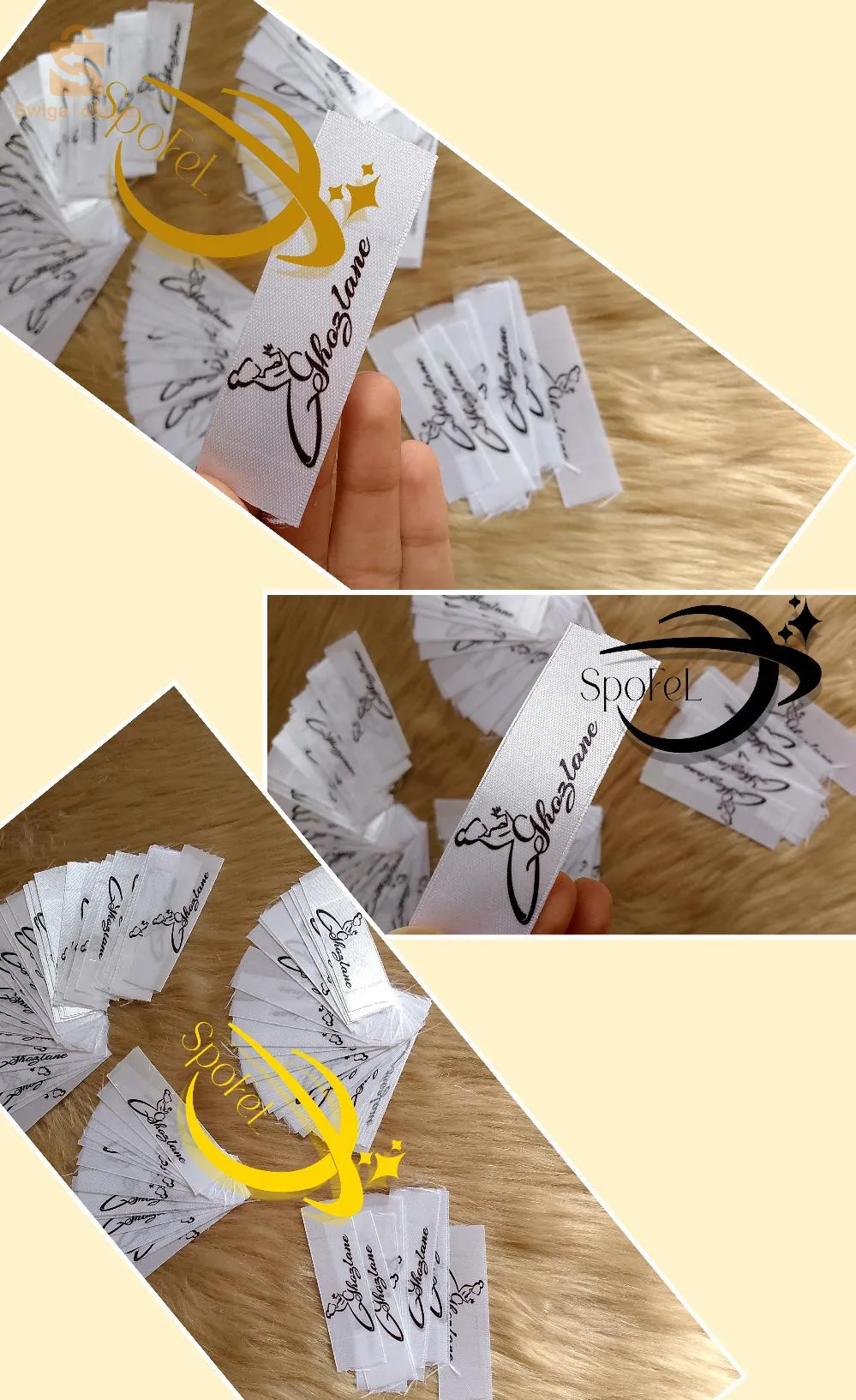sur commande , ruban personnaliséselon votre logo /marque , 100 pc (9/2.5cm )
