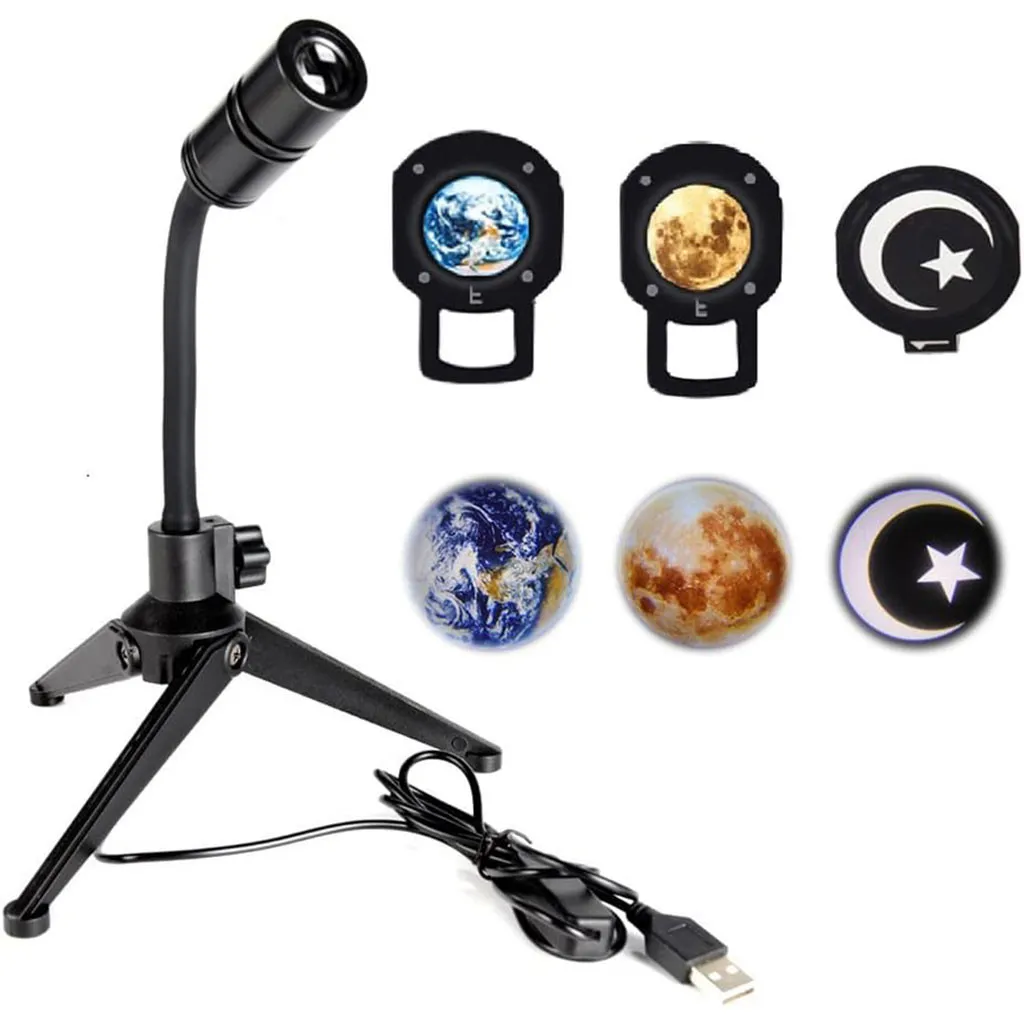 Lampe de lune projecteur veilleuse 360° lumière de projection de lune éclairage de charge USB
