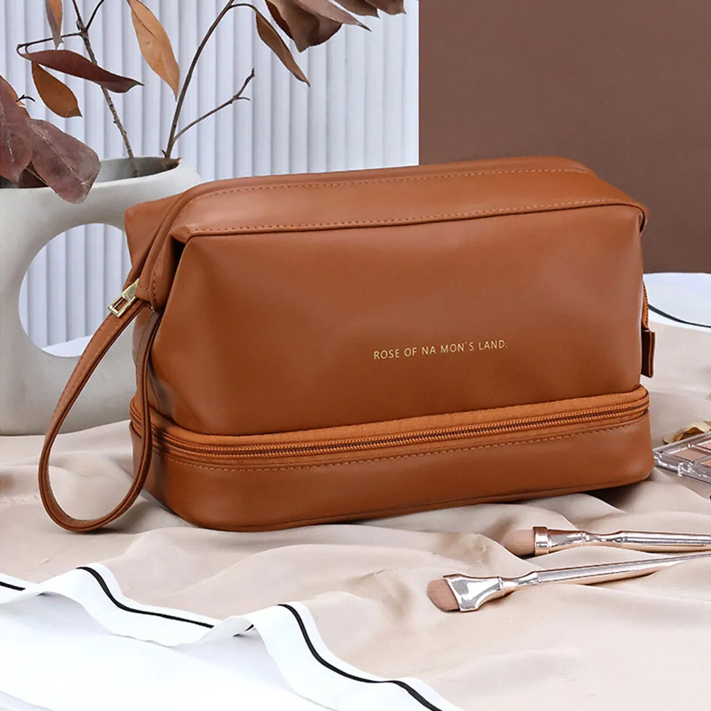 Trousse Maquillage et Pinceaux Imperméable à Double Couche