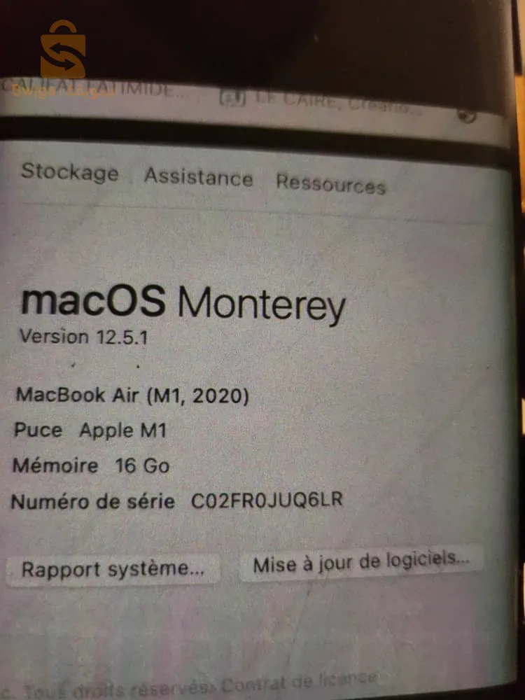 À vendre MacBook Air10,1 (M1, 2020) Version 12.5.1