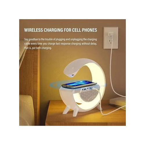 Chargeur Sans Fil LED Veilleuse RGB Atmosphère Lampe Smart App haut-parleur Bluetooth