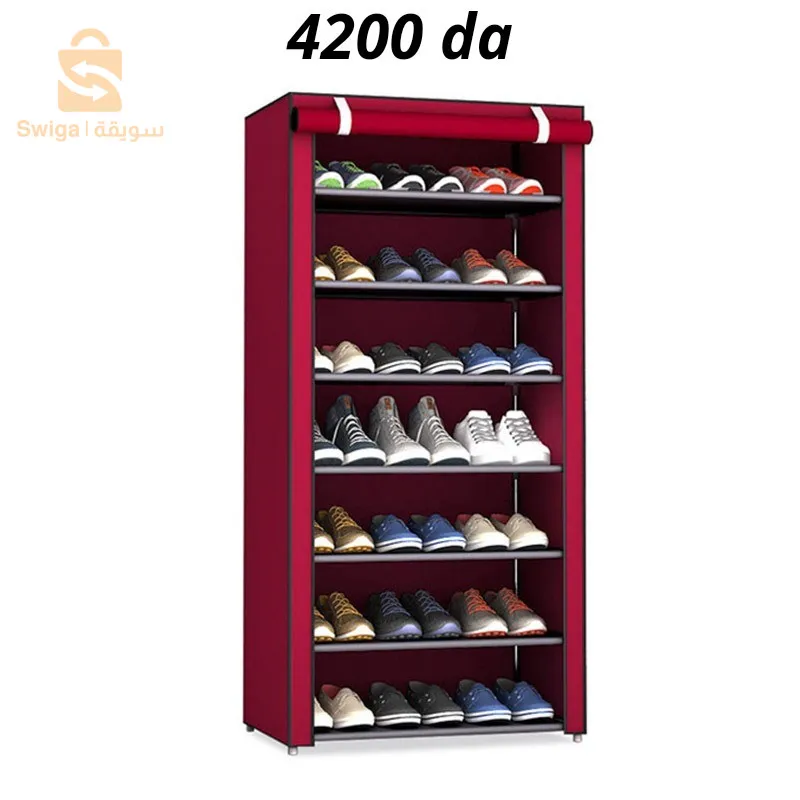 حامل أحذية من :      ~  رفوف7  او 5 رفوف او 12 رف  ☆ سهل التركيب بدون أدوات ☆ المواد : مصنوعة من القماش و البلاستيك  رفوف7 حوالي : 123-60-30 سم        ~ ( 4200دج ) رفوف5 حوالي : 90-60-30 سم       ~ ( 3600 دج )  رف 12  حوالي : 90-120-30 سم       ~ ( 6100 دج )