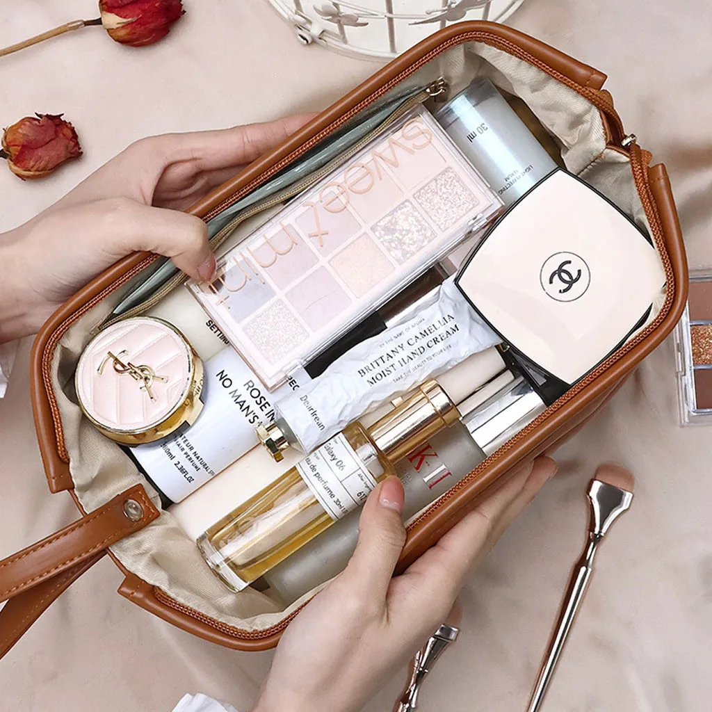 Trousse Maquillage et Pinceaux Imperméable à Double Couche