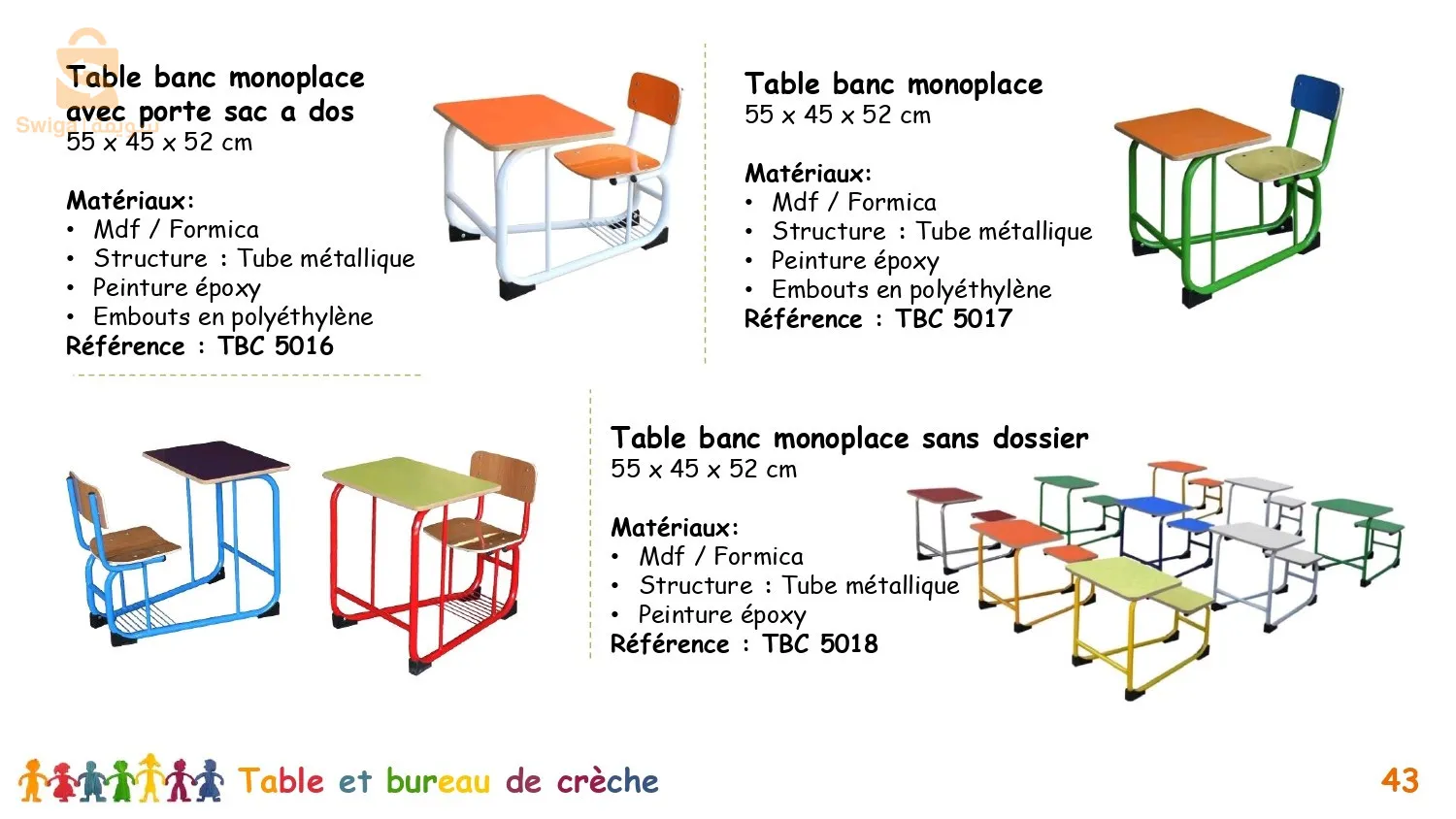 fabrication de mobilier scolaire et crèche