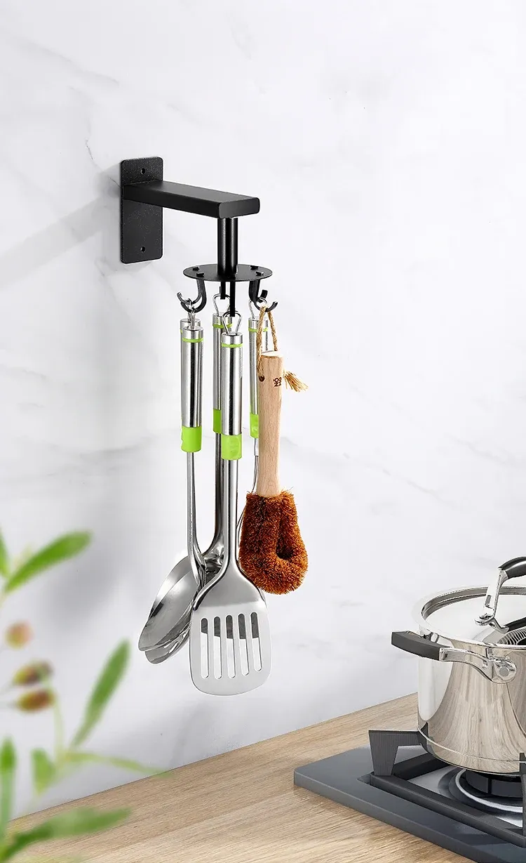 Pack 2 Support de rangement rotatif 360 a 8 crochets en acier inoxydable