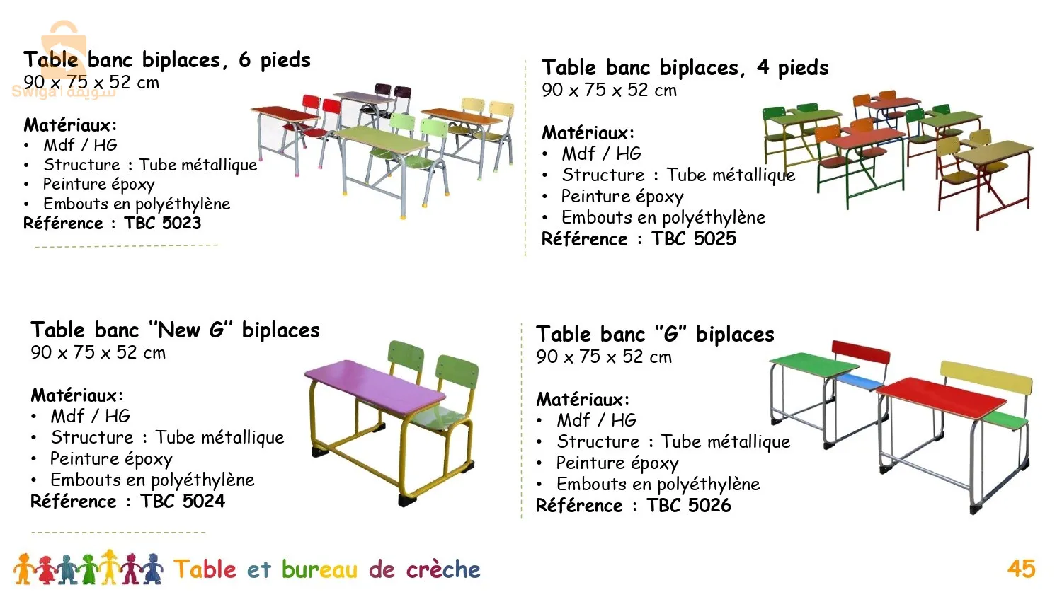 fabrication de mobilier scolaire et crèche