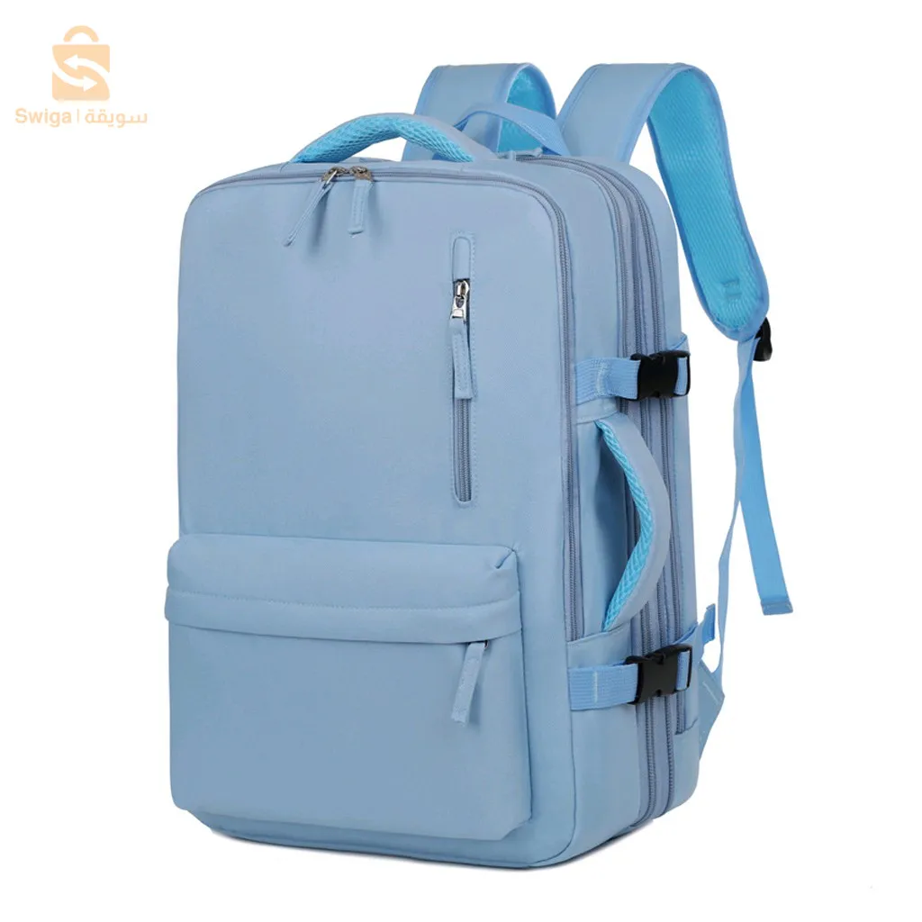 Sac à dos de voyage grande capacité avec plusieurs compartiments extensible L-264 - Bleu