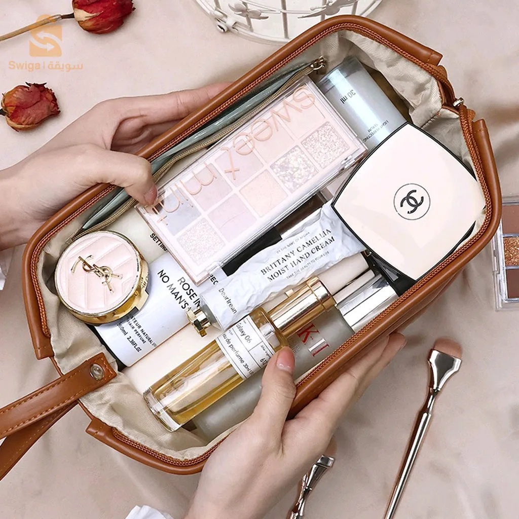 Trousse Maquillage et Pinceaux Imperméable à Double Couche