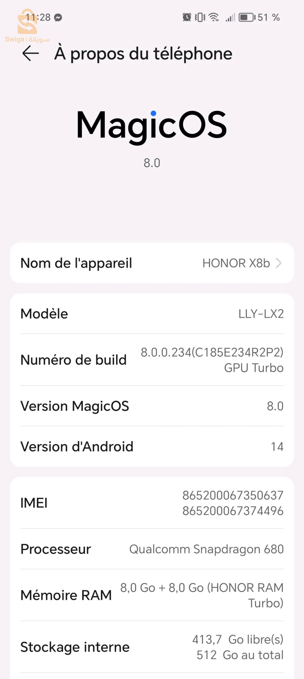 Téléphone Honor X8b