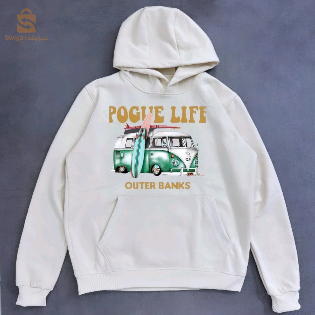 هوودي مقطن 100% مطبوع عليه outer banks