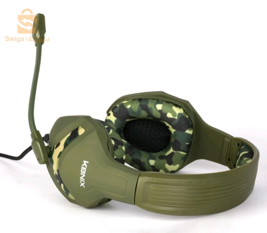 Konix Mythics Casque gaming filaire PS-400 pour console Haut-parleurs 40 mm - Microphone - Motif camouflage vert kaki