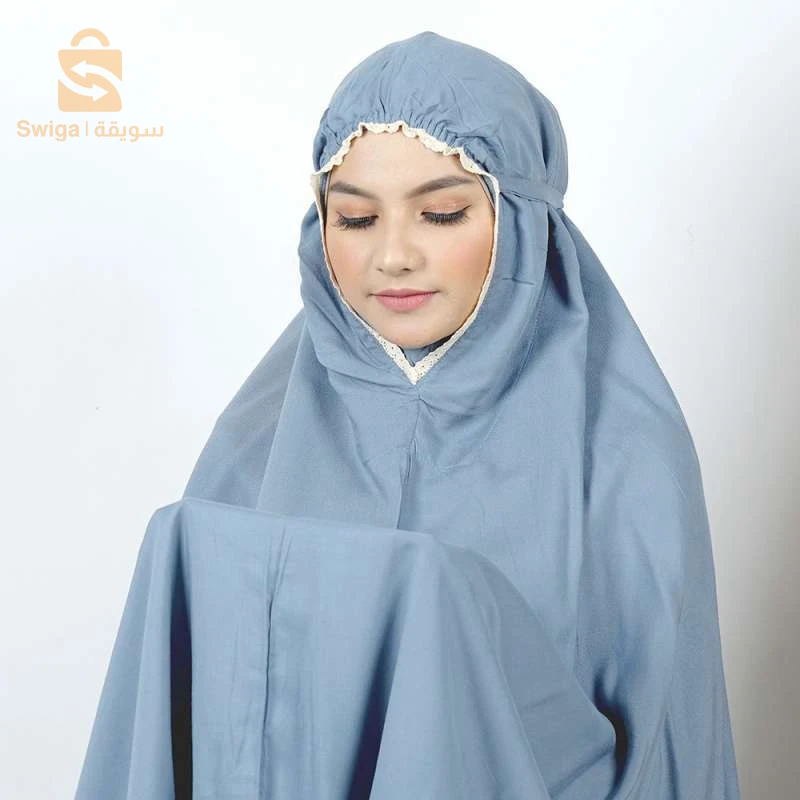 PACK طقم صلاة نسائي 4 قطع برداء فضفاض وسجادة مبطنة مع غلاف للمصحف + جهاز تسبيح رقمي محمول، سبحة صلاة مع عداد رقمي