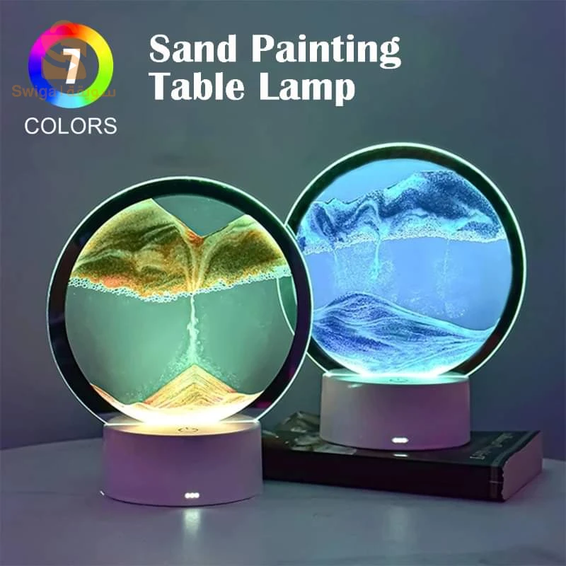 Lampe led 3D tactile USB en verre de sable avec