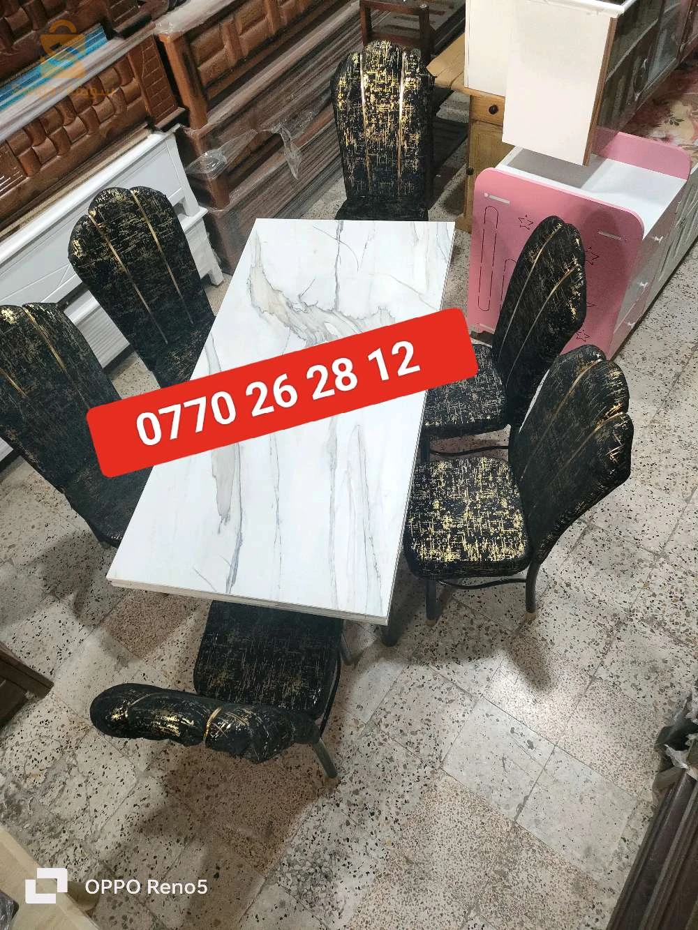 طابلة 6 كراسي مريحة مخدومة بي هايقلوز و كراسي حديد ومغلف بي قماش انتيطاش توصيل متوفرة 58