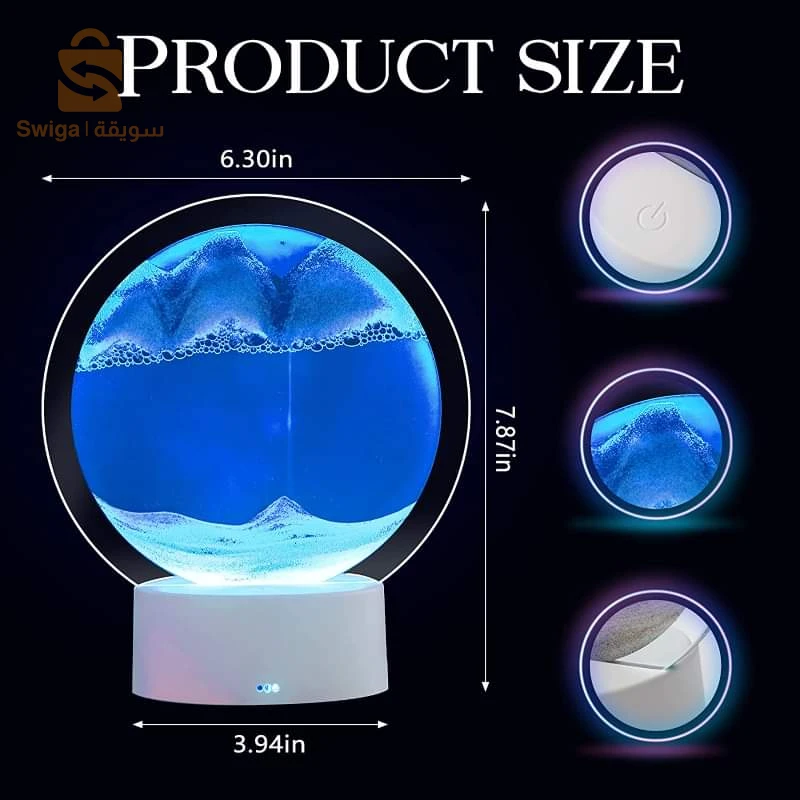 Lampe led 3D tactile USB en verre de sable avec