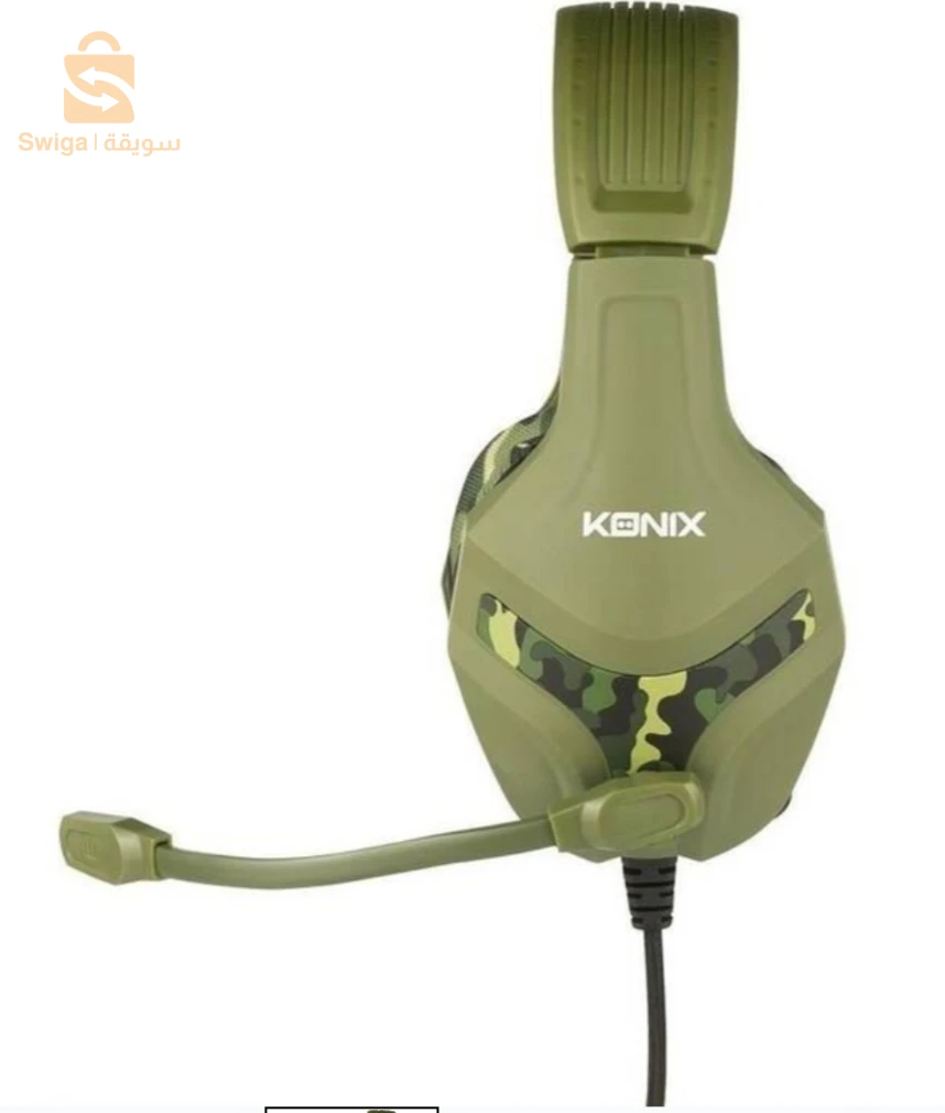 Konix Mythics Casque gaming filaire PS-400 pour console Haut-parleurs 40 mm - Microphone - Motif camouflage vert kaki